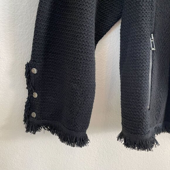 NEW Nic+Zoe Womens Plus 2X Black Onyx Fringe Open Front Cardigan Jacket - Picture 13 of 14